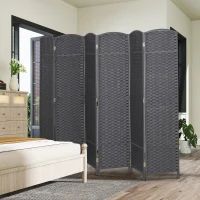 HOMCOM Folding Room Divider Screen 6 Panel 5.6' Tall Privacy Screen Freestanding Room Partition for Home Office, Charcoal Gray(m-8)