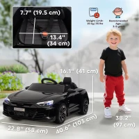 Aosom Ride-On Toy On Car with Remote Control, 12V 3.1 MPH Electric Ride for Kids w/ Suspension System, Horn Honking, Black(m-4)