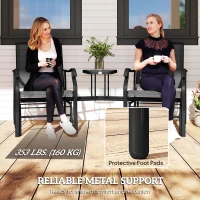 Outsunny Patio Double Glider Chair with Glass Top Center Table, Outdoor Glider Chair with High Back,  Sling Fabric for Garden, Bench, Black(m-7)