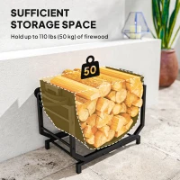 Outsunny Firewood Rack Outdoor, Heavy-Duty Log Holder with Log Tote Bag for Fireplace, Indoor Fire Wood Storage Rack(m-4)