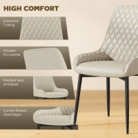 HOMCOM Upholstered Kitchen Chairs, Modern Dining Chairs Set of 4 with Diamond Tufting and Steel Legs for Dining Room, Khaki(m-5)