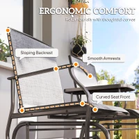 Outsunny Patio Glider Rocking Chair 2 Person Outdoor Loveseat Rocker Garden Furniture Bench, Grey(m-9)