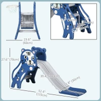 Qaba 3 in 1 Slide for Toddlers, Kids Slide Playset with Basketball Hoop, Climber, for 18-36 Months, Blue(m-3)