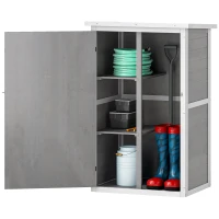 Outsunny 29.9"x21.7"x45.3" Garden Storage Shed with Asphalt Roof, Outdoor Storage Cabinet w/ Shelves, Grey(m-11)