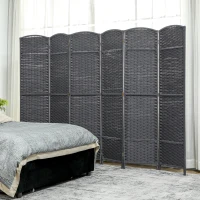 HOMCOM Folding Room Divider Screen 6 Panel 5.6' Tall Privacy Screen Freestanding Room Partition for Home Office, Charcoal Gray(m-10)
