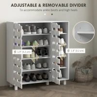 HOMCOM Shoe Cabinet, 21 Pair Shoe Storage Cabinet Organizer with 5-tier Double Door Cupboard and 5-tier Open Shelves, White(m-5)