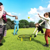 Soozier Spike Ball Game Set, Mini Beach Games Set w/ Roundnet, 3 Balls, Pump, Carrying Bag, Portable Outdoor Games for Families(m-9)