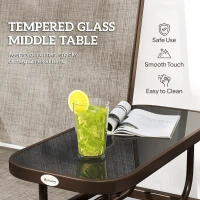 Outsunny Patio Glider Rocking Chair 2 Person Outdoor Loveseat Rocker Garden Furniture Bench, Flaxen(m-6)