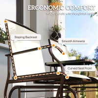 Outsunny Outdoor Glider Bench with Center Table, Metal Frame Patio Loveseat with Breathable Mesh Fabric and Armrests for Backyard Garden Porch, Beige(m-8)