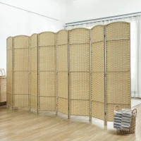 HOMCOM Folding Room Divider Screen 8 Panel 5.6 ' Tall Privacy Screen Freestanding Room Partition for Home Office, Beige(m-2)