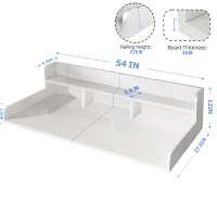 Washer Dryer Countertop with Non-slip Pads, Ample Workspace, Double Layer Wood Shelf Topper with Edge, 54″ L x 27.5″ W x 12″ H, White(m-3)