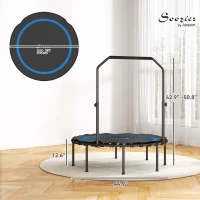 Soozier 45" Rebounder Trampoline for Adults, Foldable Mini Trampoline with Adjustable Handle Bar for Indoor Outdoor, Blue(m-3)