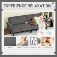 HOMCOM Modern Couch, 3 Seater Sofa, Corduroy Loveseat with Rubberwood Legs and Extra-Wide Seat, Grey(m-4)