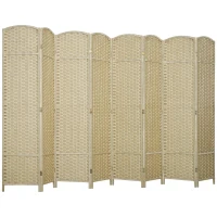 HOMCOM Folding Room Divider Screen 8 Panel 5.6 ' Tall Privacy Screen Freestanding Room Partition for Home Office, Beige(m-1)