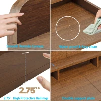 Practical Washer Dryer Countertop with Non-slip Pads, Double Layer Laundry Wood Shelf Topper with Edge, 54" L x 27.5" W x 12" H, Walnut(m-5)