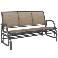 Outsunny 3-Seat Outdoor Glider Chair, Patio Rocking Chair, Steel Frame, Sling Fabric Seat for Garden, Backyard, Lawn, Brown(m-11)