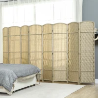 HOMCOM Folding Room Divider Screen 8 Panel 5.6 ' Tall Privacy Screen Freestanding Room Partition for Home Office, Beige(m-10)