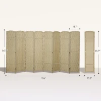 HOMCOM Folding Room Divider Screen 8 Panel 5.6 ' Tall Privacy Screen Freestanding Room Partition for Home Office, Beige(m-3)