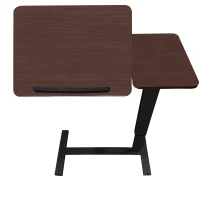 Folding Overbed Bedside Desk with Tilting Tray, Mobile Rolling Laptop Stand with Adjustable Height , 31.5″ L x 16″ W x 38″ H, Walnut+Black(m-11)