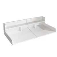 Washer Dryer Countertop with Non-slip Pads, Ample Workspace, Double Layer Wood Shelf Topper with Edge, 54″ L x 27.5″ W x 12″ H, White(m-2)