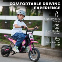Qaba 24V Kids Motorcycle, Electric Dirt Bike with 250W Motor, Up to 9.9 MPH, 12" Inflatable Tires and Rear Suspension, Pink(m-7)
