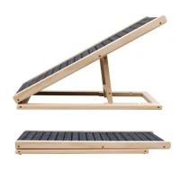 Dog Ramp with Extra Wide Non-Slip Rubber Surface, Foldable Pet Ramp for Bed, Adjustable Solid Wood Design, 39.5″ L x 16″ W x 23.5″ H, Natural(m-8)