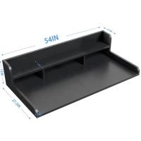 Washer Dryer Countertop with Non-slip Pads, Laundry Wood Shelf Topper with Edge, Double Layer Organizer, 54" L x 27.5" W x 12" H, Black(m-3)