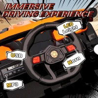 Qaba 12V Kids Ride On Car with Remote Control, Battery Powered Electric UTV with Spring Suspension for Aged 3-5 Years, Orange(m-7)