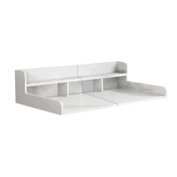 Washer Dryer Countertop with Non-slip Pads, Ample Workspace, Double Layer Wood Shelf Topper with Edge, 54″ L x 27.5″ W x 12″ H, White(m-10)