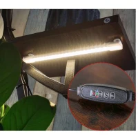 8-Tier Indoor Plant Stand with Grow Lights, Metal Plant Shelf, S-Shaped Design for Home and Patio, 19.5" L x 10" W x 61" H, Black+Dark Walnut(m-7)
