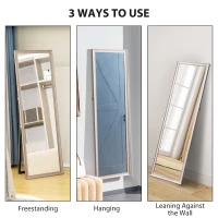 HOMCOM 64" x 21" Rectangular Full Length Mirror with Frame, Free Standing, Wall Mounted or Leaning, Gunmetal Silver(m-5)