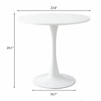 Modern Round Dining Table with MDF Top and Steel Base, Modern Aesthetic, Easy to Clean and Assemble, 23.5" L x 23.5" W x 29" H, White(m-3)