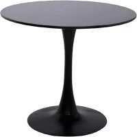 Modern Round Dining Table with Strong Metal Base, Kitchen Dining Room Furniture, Easy to Assemble and Clean, 31.5″ L x 31.5″ W x 29″ H, Black(m-2)