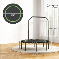 Soozier 45" Rebounder Trampoline for Adults, Foldable Mini Trampoline with Adjustable Handle Bar for Indoor Outdoor, Green(m-3)