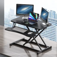 32" Desk Converter with Wide Keyboard Tray, Laptop Workstation, Height Adjustable Sit to Stand Riser, 32" L x 16.5" W x 4.5" H, Black(m-9)