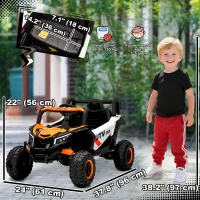 Qaba 12V Kids Ride On Car with Remote Control, Battery Powered Electric UTV with Spring Suspension for Aged 3-5 Years, Orange(m-3)