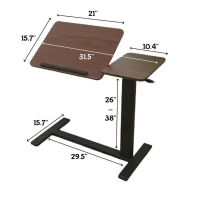 Folding Overbed Bedside Desk with Tilting Tray, Mobile Rolling Laptop Stand with Adjustable Height , 31.5″ L x 16″ W x 38″ H, Walnut+Black(m-3)