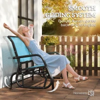 Outsunny Patio Double Glider Outdoor Steel Sling Fabric Gliding Bench Garden Swing Chair Heavy-Duty Porch Rocker Garden Loveseat Blue(m-4)