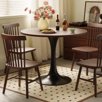 Modern Round Dining Table with Modern Design, MDF Top with Steel Base, Easy Assembly and Cleaning, 23.5" L x 23.5" W x 29" H, Walnut(m-6)