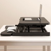 32" Desk Converter with Wide Keyboard Tray, Laptop Workstation, Height Adjustable Sit to Stand Riser, 32" L x 16.5" W x 4.5" H, Black(m-10)