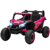 Qaba 12V Kids Ride On Car with Remote Control, Battery Powered Electric UTV with Spring Suspension for Aged 3-5 Years, Pink(m-2)