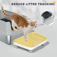 PawHut Extra Large Stainless Steel Cat Litter Box with Scoop & Pad, Anti-Urine Leakage, Easy Cleaning, Non-Sticky(m-6)