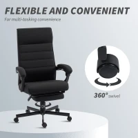 Vinsetto Office Chair, High Back Desk Chair, Swivel Recliner with Adjustable Height, Footrest and Padded Armrest, Black(m-6)