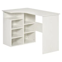HOMCOM 47.25" L-Shaped Computer Desk, Writing Desk, Corner Desk with Storage Shelves for Home Office, Study, White(m-11)
