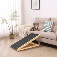 Dog Ramp with Extra Wide Non-Slip Rubber Surface, Foldable Pet Ramp for Bed, Adjustable Solid Wood Design, 39.5″ L x 16″ W x 23.5″ H, Natural(m-5)