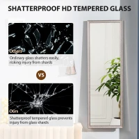 HOMCOM 64" x 21" Rectangular Full Length Mirror with Frame, Free Standing, Wall Mounted or Leaning, Gunmetal Silver(m-7)