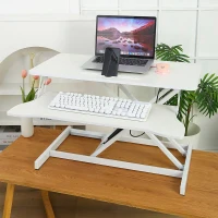 Desk Converter with Wide Keyboard Tray, Height Adjustable Sit to Stand Riser, Laptop Workstation, 31.5" L x 17" W x 4.5" H, White(m-8)