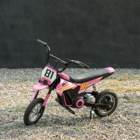 Qaba 24V Kids Motorcycle, Electric Dirt Bike with 250W Motor, Up to 9.9 MPH, 12" Inflatable Tires and Rear Suspension, Pink(m-9)