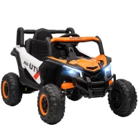 Qaba 12V Kids Ride On Car with Remote Control, Battery Powered Electric UTV with Spring Suspension for Aged 3-5 Years, Orange(m-11)