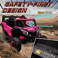 Qaba 12V Kids Ride On Car with Remote Control, Battery Powered Electric UTV with Spring Suspension for Aged 3-5 Years, Pink(m-6)